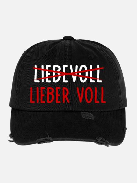 Mieux vaut être plein qu’aimant / Dire drôle de fête - Casquette vintage effet usé Flexfit - noir - Devant