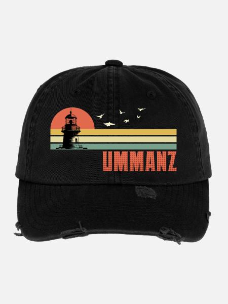 Baltic Sea Holiday ISLAND UMMANZ Souvenier Funny - Flexfit Vintage Destroyed Cap - black - Front
