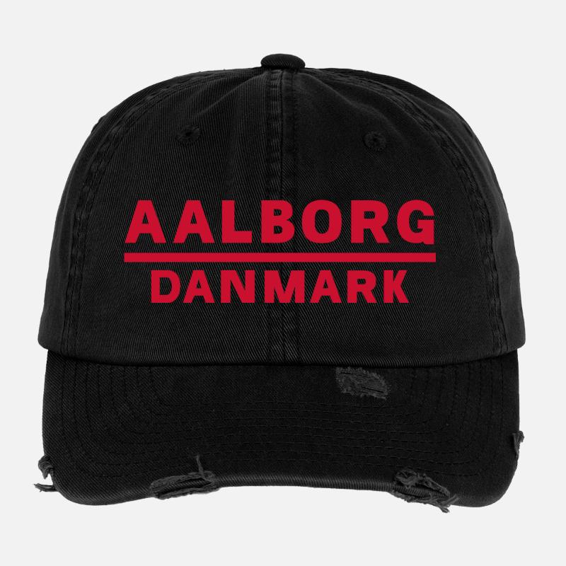 Aalborg Dänemark Rot Farbige Typografie Flexfit Vintage Destroyed Cap