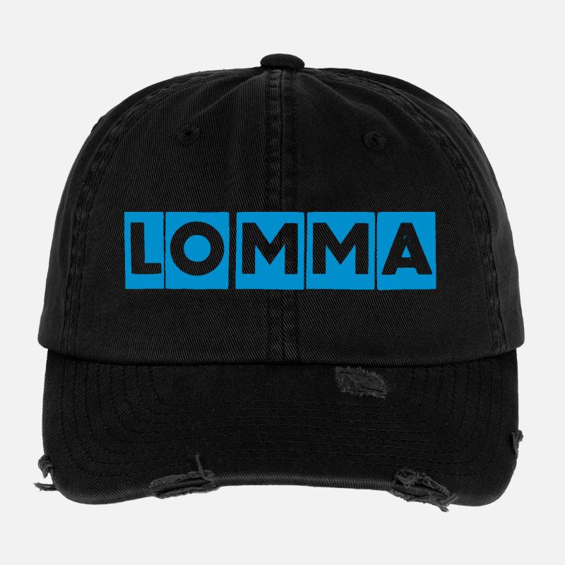 Lomma Blue Block-Design Flexfit Vintage Destroyed Cap