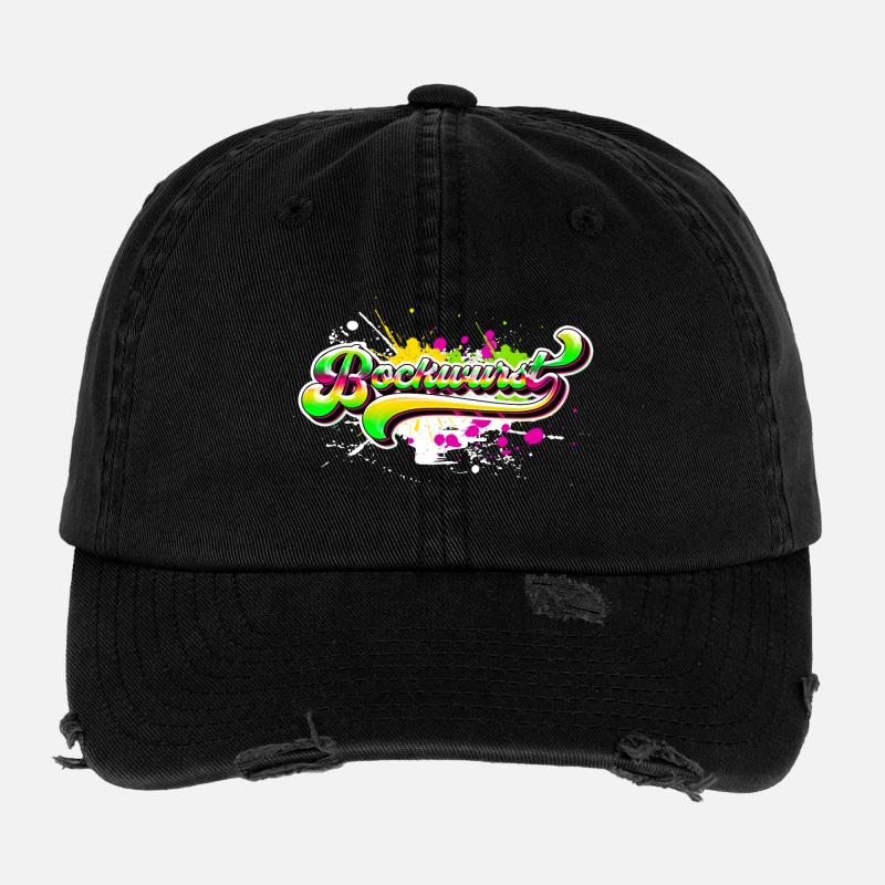 Bockwurst Graffiti - Flexfit Vintage Destroyed Cap - Schwarz