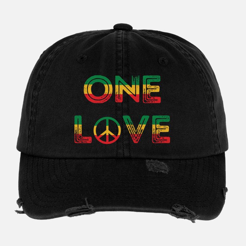 One Love Reggae Peace Flexfit Vintage Destroyed Cap
