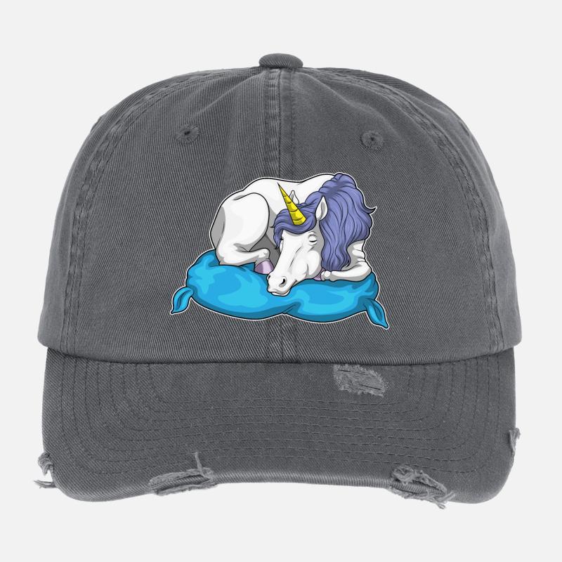 Unicorn Sleeping Pillow Flexfit Vintage Destroyed Cap