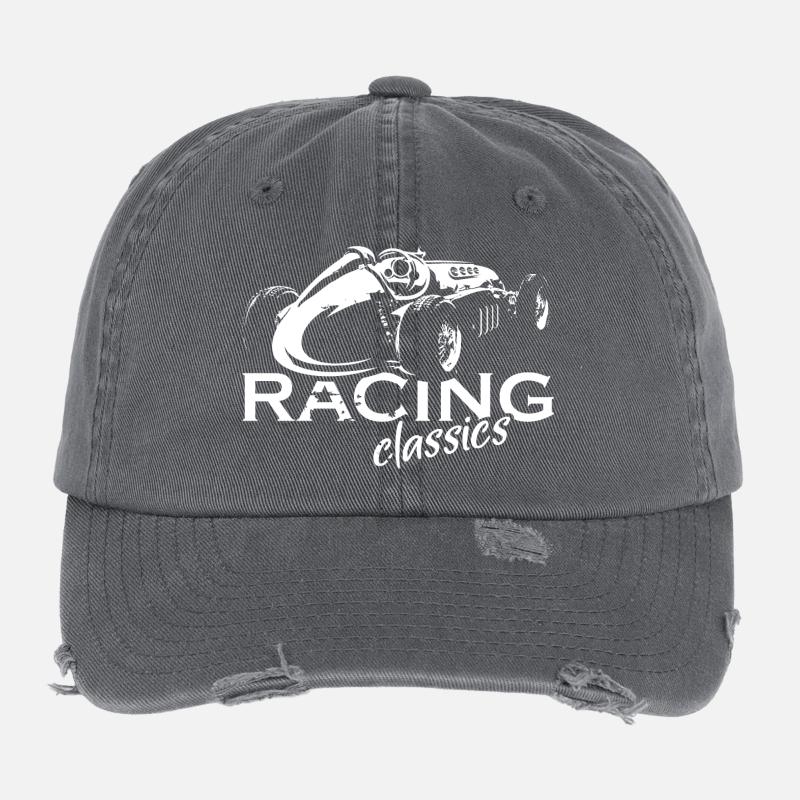 Retro Racing Oldtimer V8 Autos Symbol Logo icon Flexfit Vintage Destroyed Cap