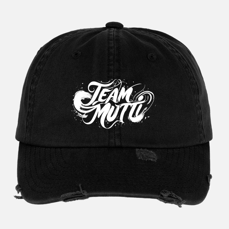 Team Mutti! - Flexfit Vintage Destroyed Cap - Schwarz