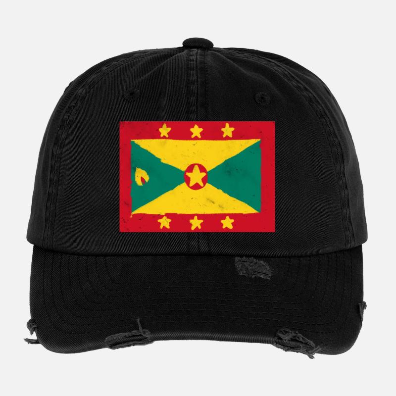 Flagge von Granada – Bunte Insel Flexfit Vintage Destroyed Cap