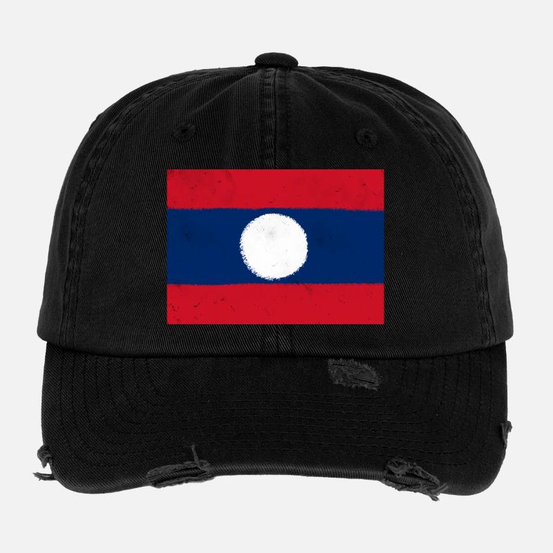Drapeau du Laos Casquette vintage effet usé Flexfit