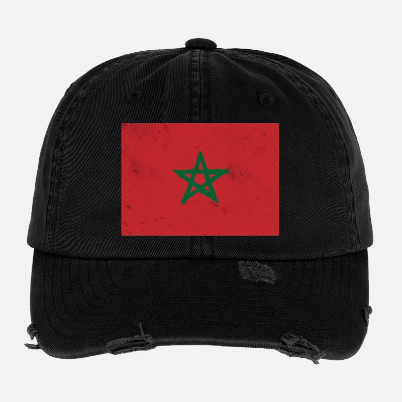 Flag of Morocco Flexfit Vintage Destroyed Cap