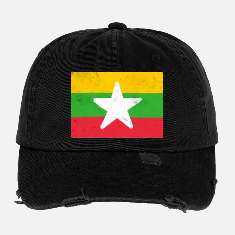 Flagge von Myanmar Flexfit Vintage Destroyed Cap