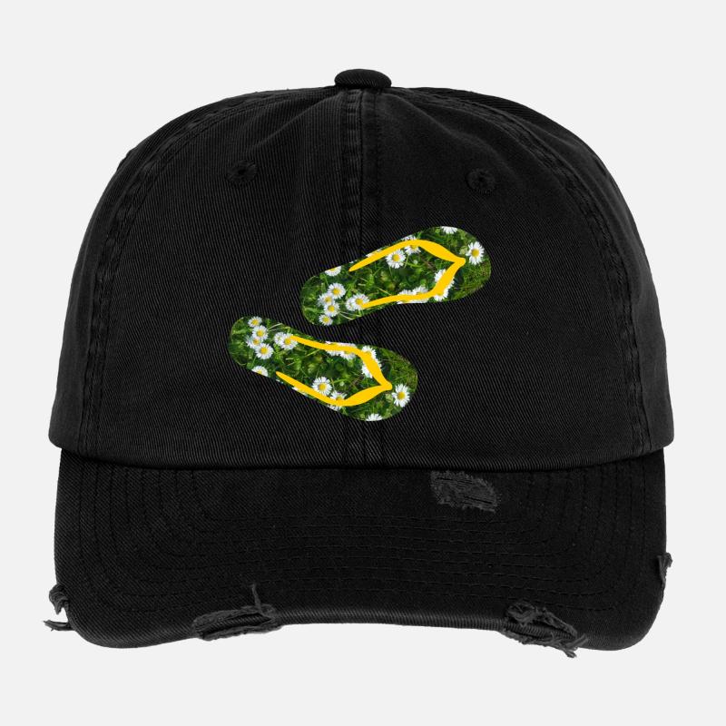 Latschen Gänseblümchen Flip Flops Camping Rasen Flexfit Vintage Destroyed Cap