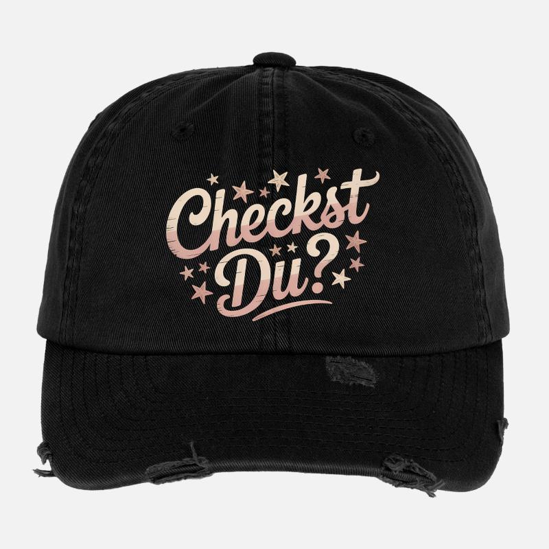 Checkst Du - Funny Memes Flexfit Vintage Destroyed Cap