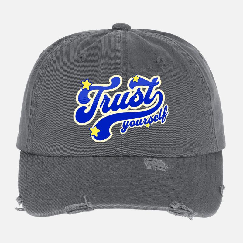 Confiance en soi Script Étoilé Casquette vintage effet usé Flexfit