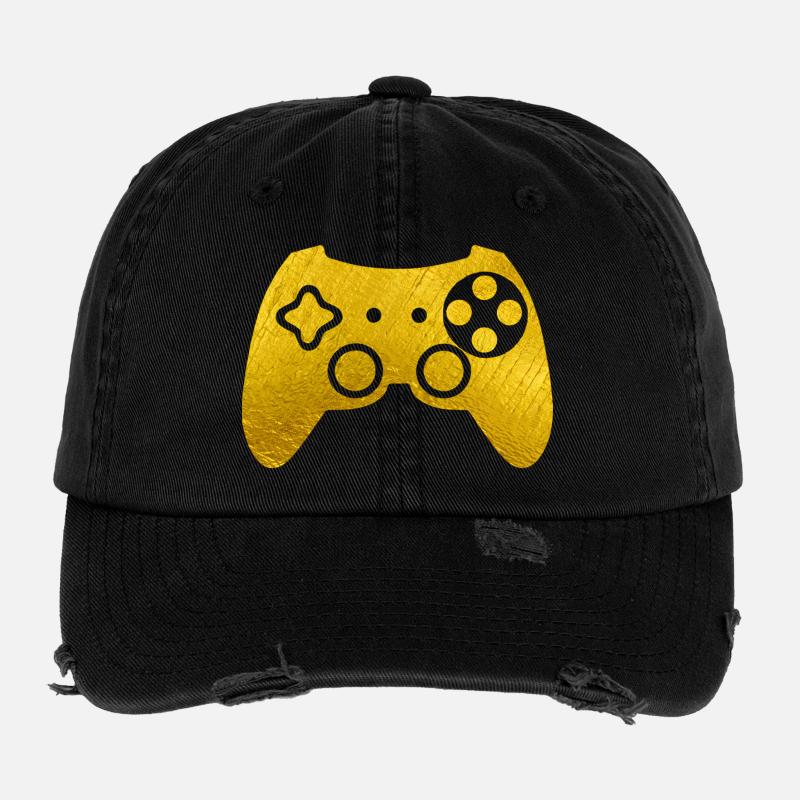 Goldenes Gamepad Flexfit Vintage Destroyed Cap