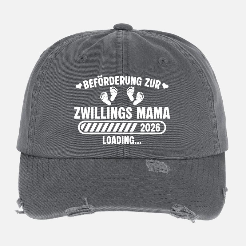 Beförderung zur Zwillings Mama 2026 loading Flexfit Vintage Destroyed Cap