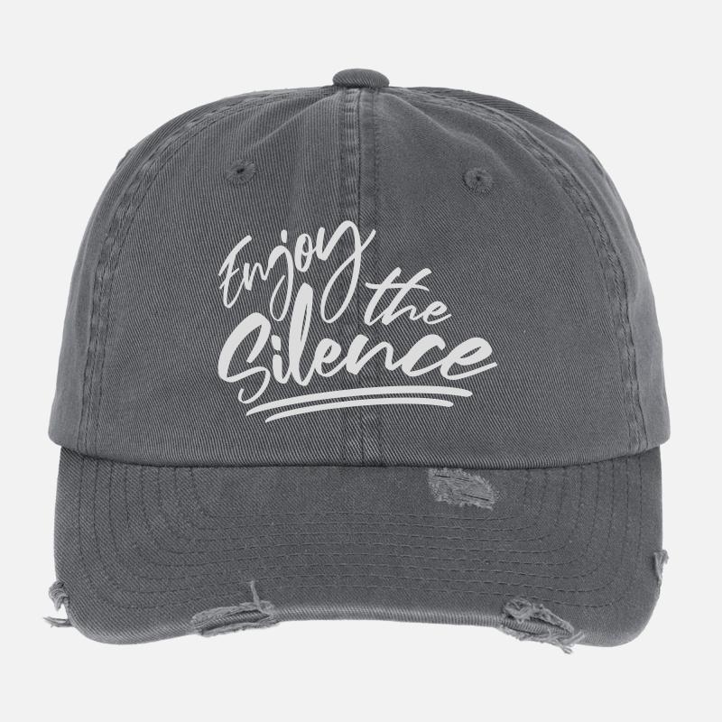 Enjoy The Silence Spruch Ruhe Stille Introvertiert Flexfit Vintage Destroyed Cap