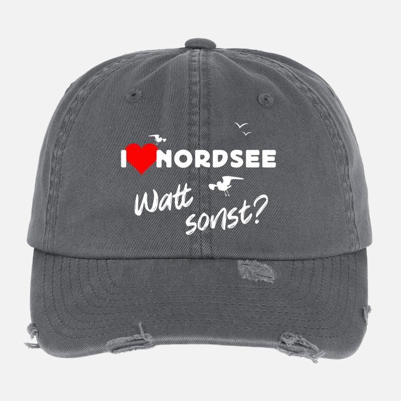 Nordsee Liebe Watt Design Flexfit Vintage Destroyed Cap