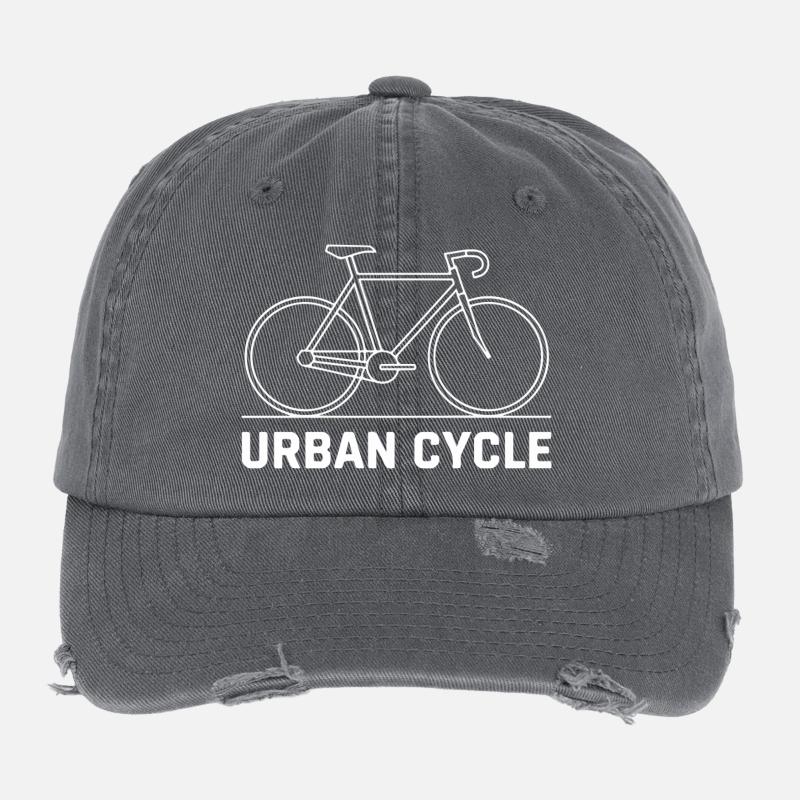 Urban Cycle Line Art Flexfit Vintage Destroyed Cap