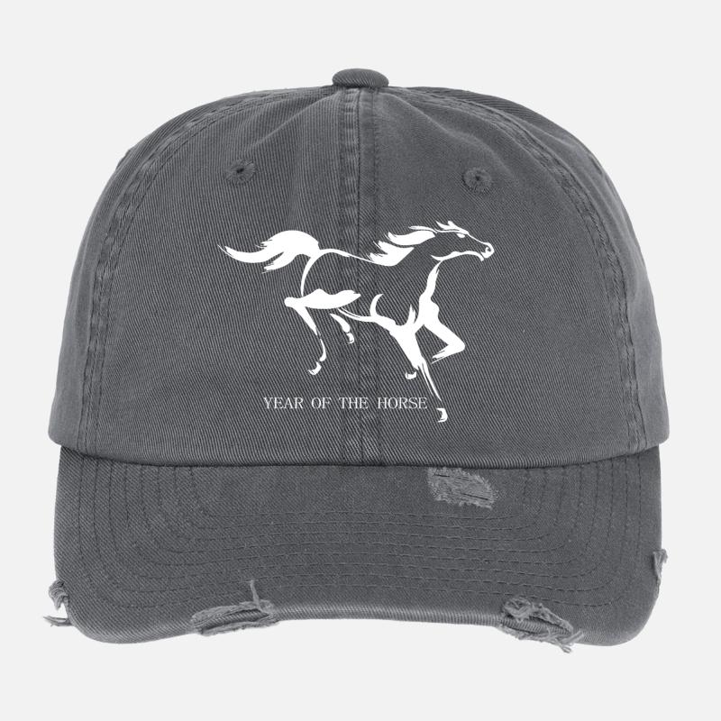 Silhouette élégante du cheval de course Année du cheval Casquette vintage effet usé Flexfit