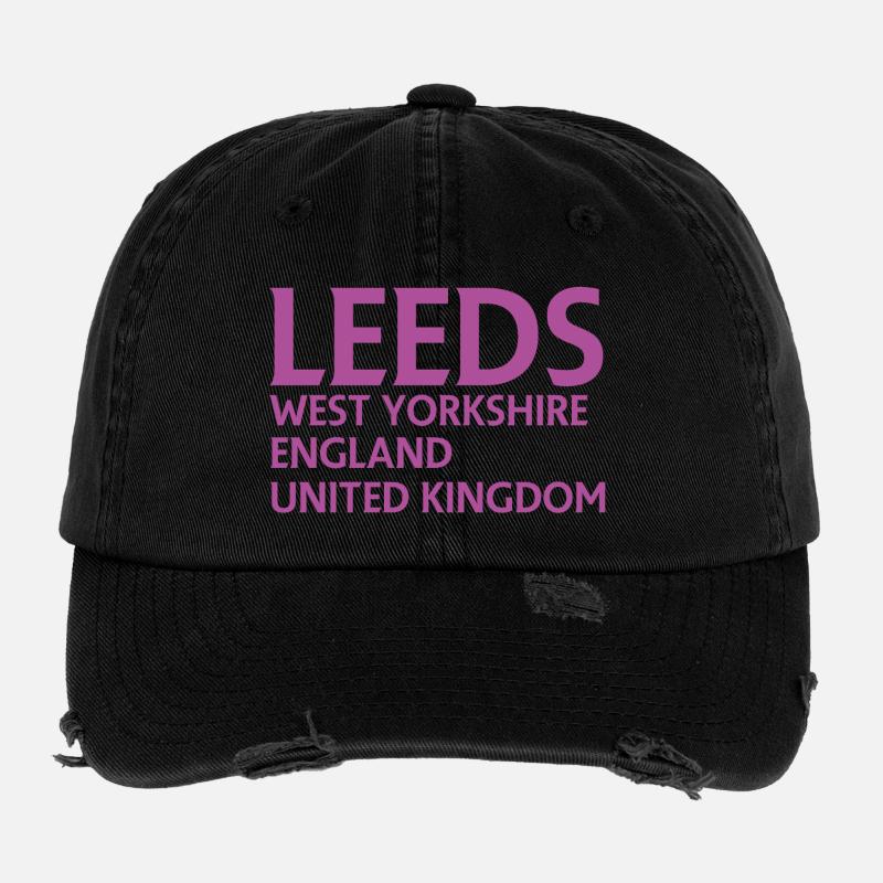 Leeds – Angleterre Conception des paroles Casquette vintage effet usé Flexfit