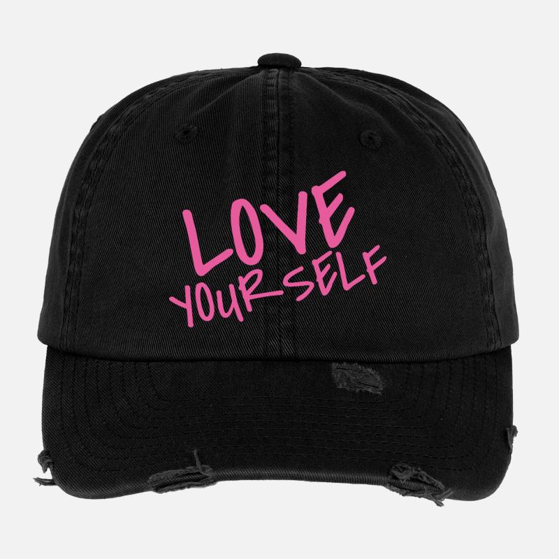 Aimez-vous – Déclaration d’amour de soi rose Casquette vintage effet usé Flexfit