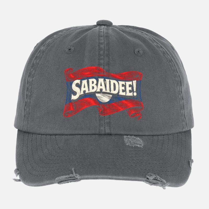 Laos Laotische Wurzel Sabaidee! Flexfit Vintage Destroyed Cap