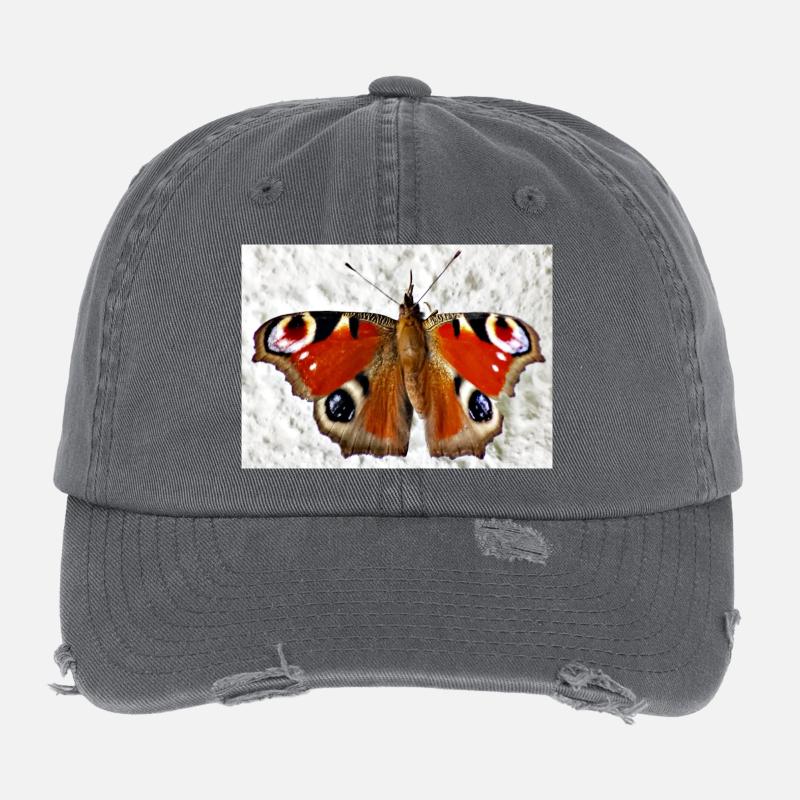 Motif papillon à œil de paon Casquette vintage effet usé Flexfit