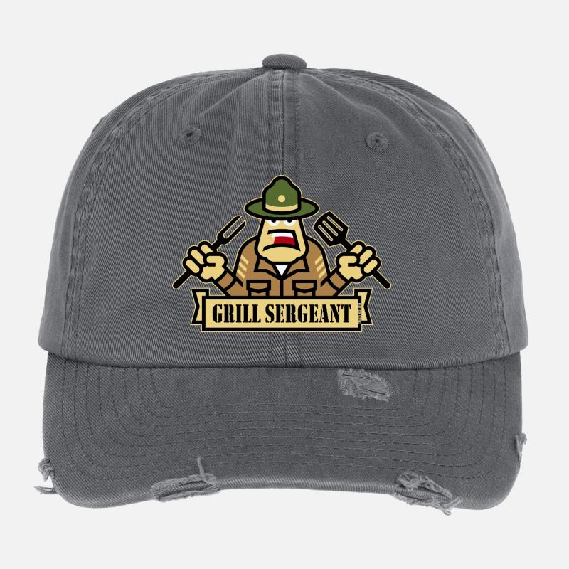 Sergent de grill (Grill / BBQ / Barbecue / Outl) Casquette vintage effet usé Flexfit
