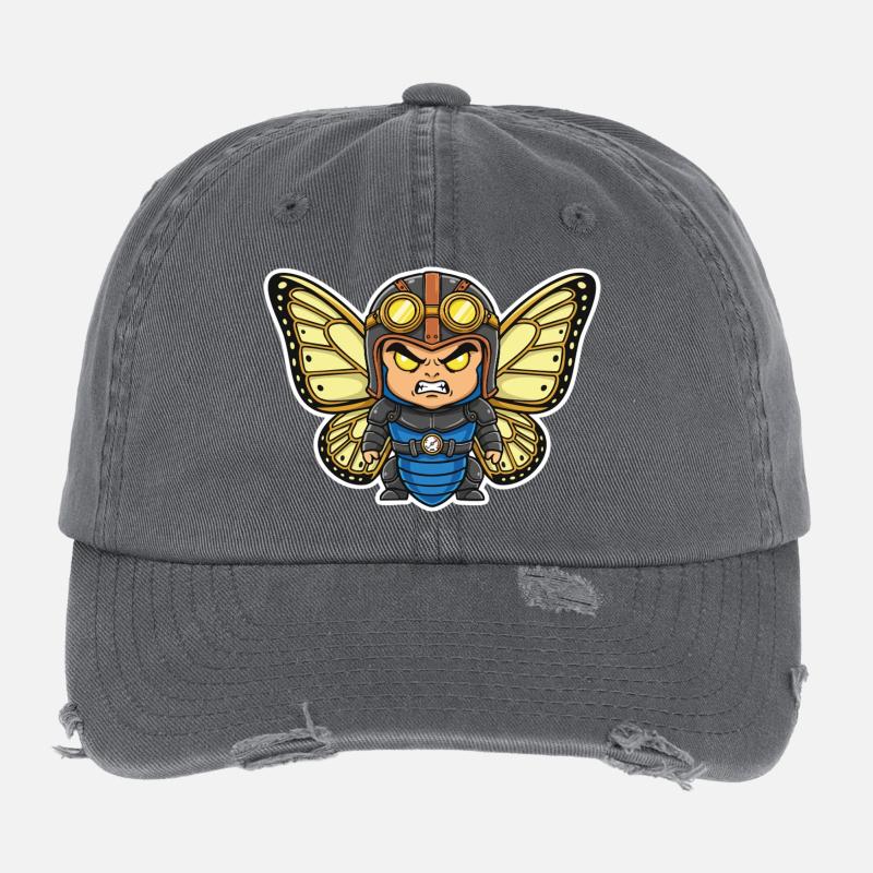 Papillon Aviateur Steampunk Armure Bleue Casquette vintage effet usé Flexfit
