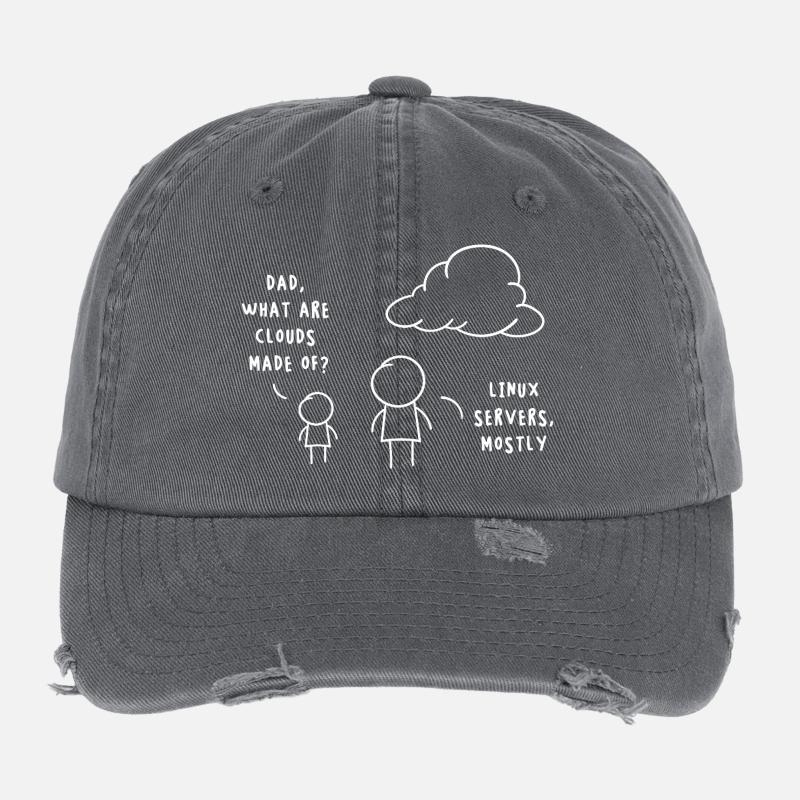 Linux Server Cloud Computing Funny Saying Flexfit Vintage Destroyed Cap