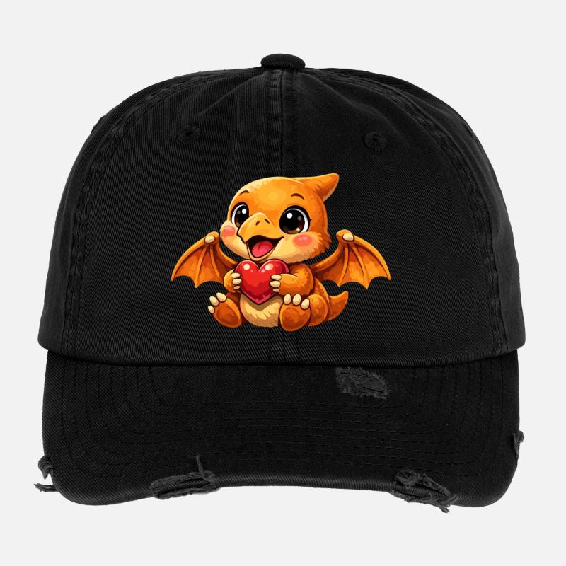 Kleiner Baby Pterodactyl – Süßer Flugsaurier Flexfit Vintage Destroyed Cap
