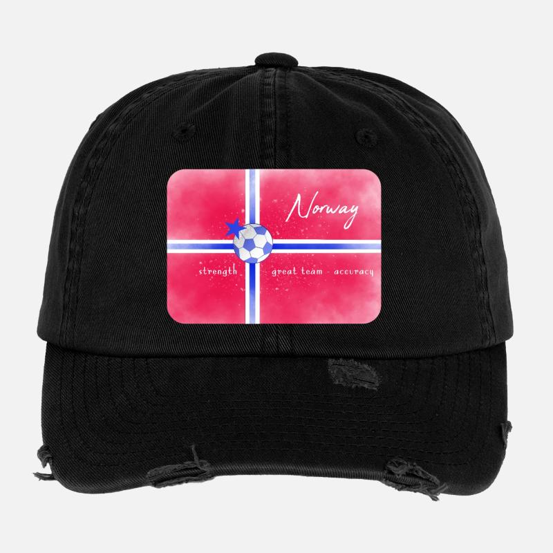 Drapeau norvégien avec maillot de football matchs internationaux Casquette vintage effet usé Flexfit