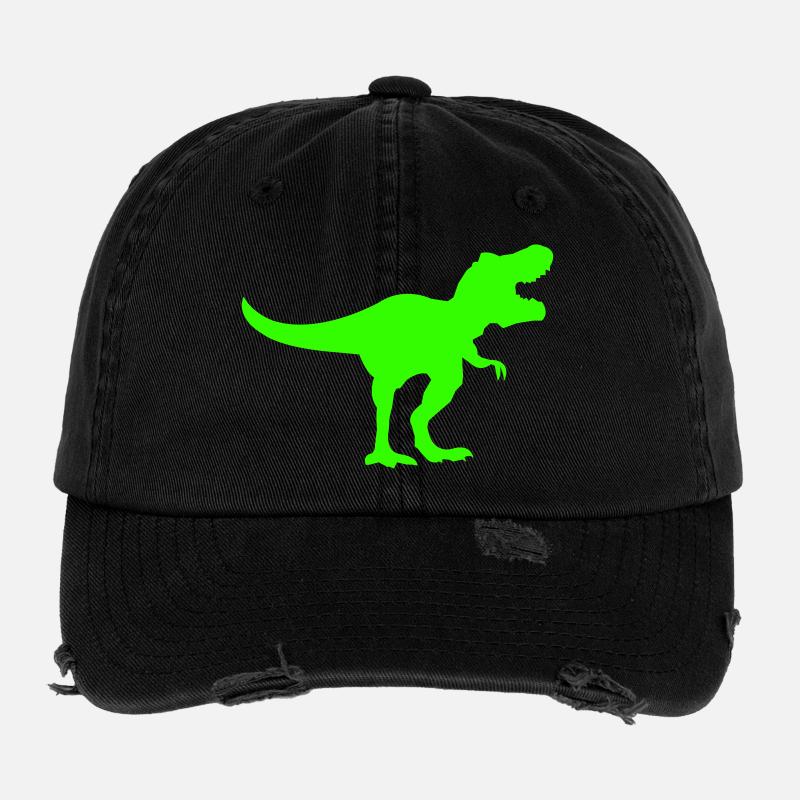 Silhouette de Dino Rex Vert Casquette vintage effet usé Flexfit