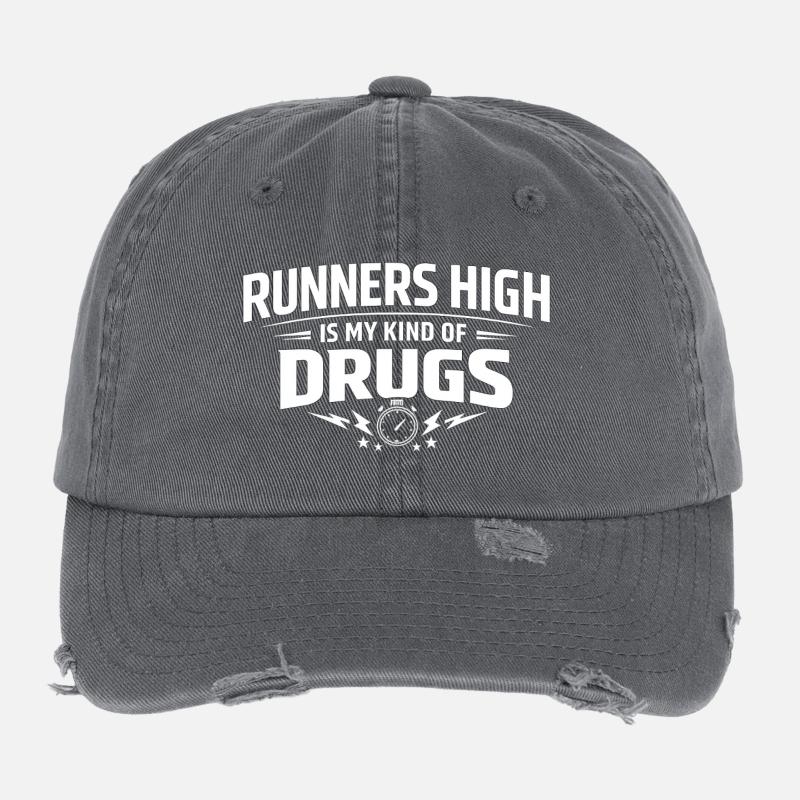 Le high des runners, c’est mon genre de drogue Casquette vintage effet usé Flexfit