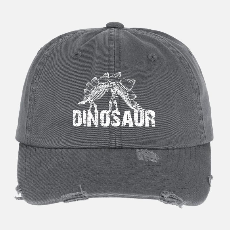 Dinosaur Dinosaur Stegosaurus Skeleton Jurassic Dino Flexfit Vintage Destroyed Cap