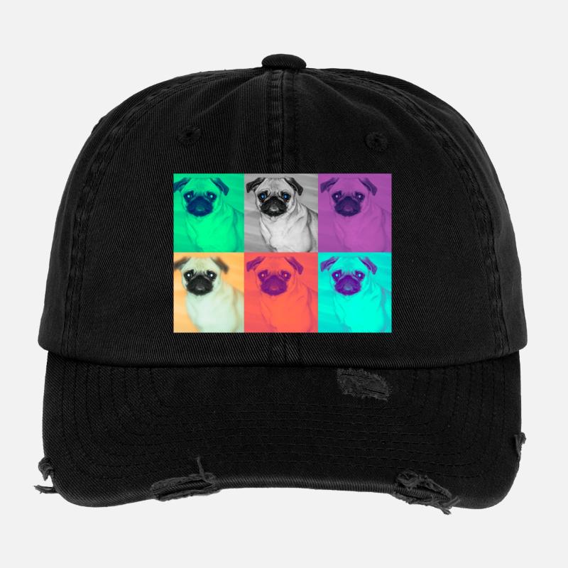 Pop Art Hund Design Flexfit Vintage Destroyed Cap