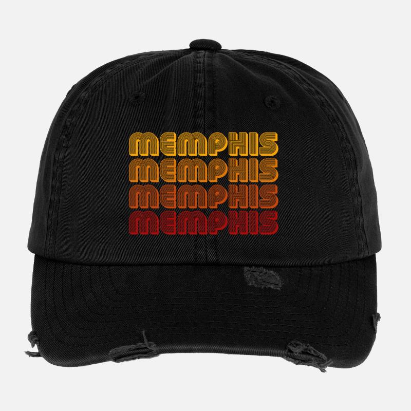 Memphis Gradient Block Pattern Flexfit Vintage Destroyed Cap