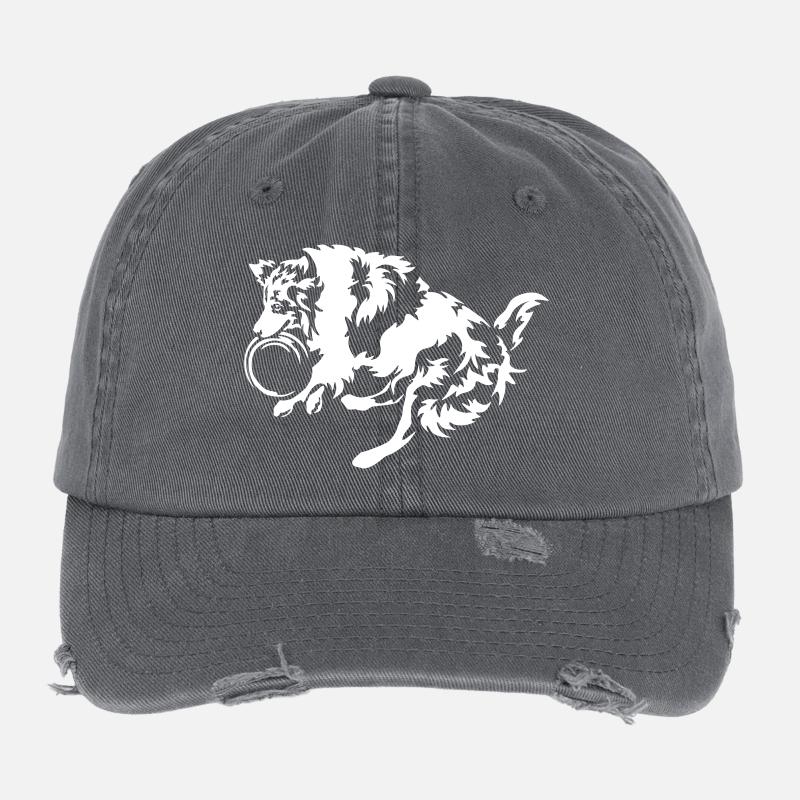 Border Collie "Black Edition" Flexfit Vintage Destroyed Cap