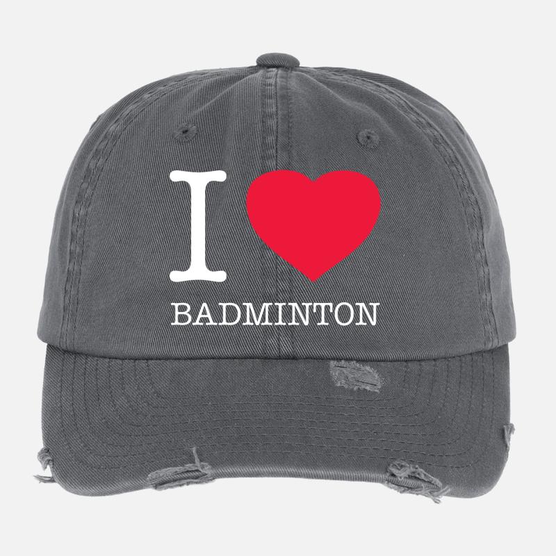 I LOVE BADMINTON Flexfit Vintage Destroyed Cap