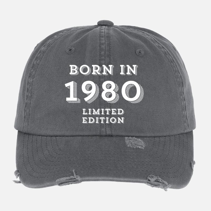 1980, année 1980, 44 ans Casquette vintage effet usé Flexfit