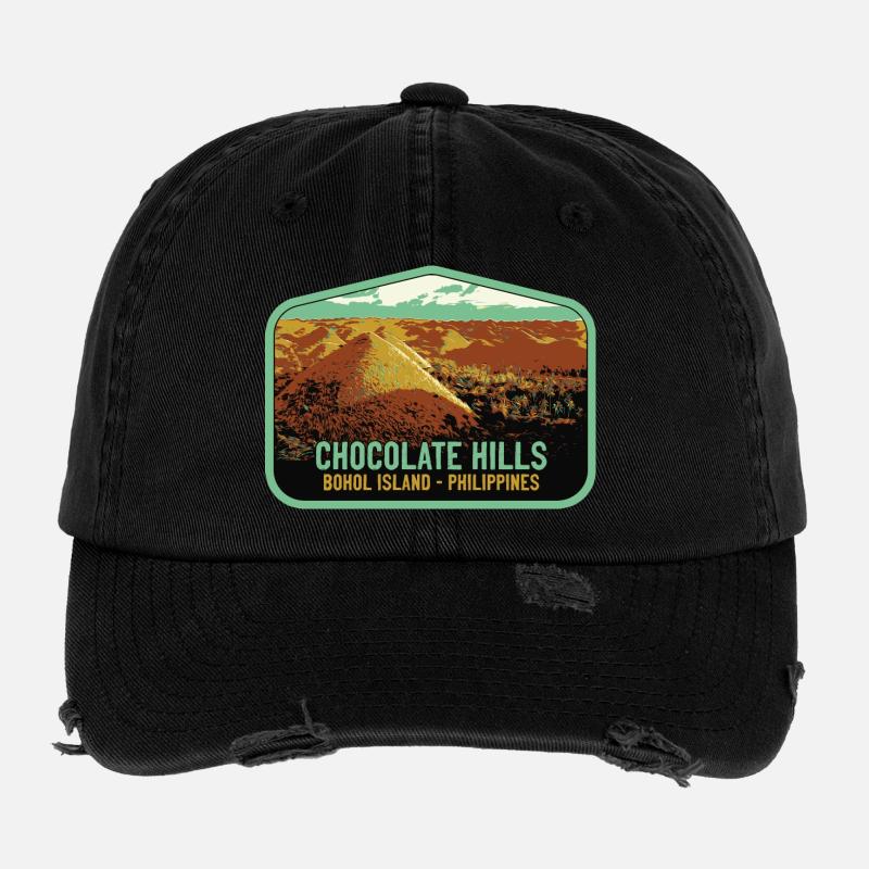 Les Chocolate Hills, ile de Bohol, Philippines Casquette vintage effet usé Flexfit