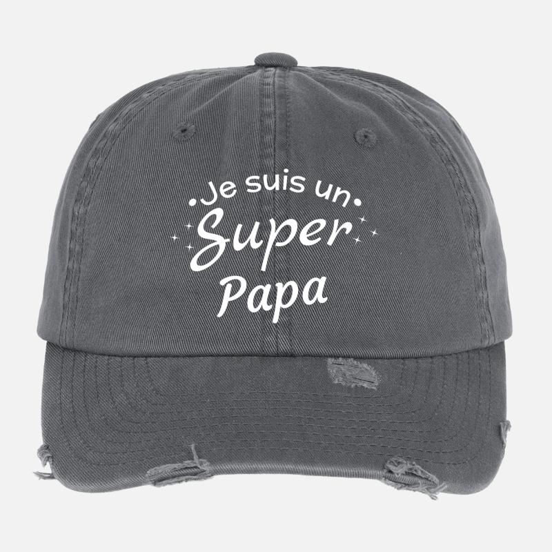 Funny Super Dad Statement Flexfit Vintage Destroyed Cap