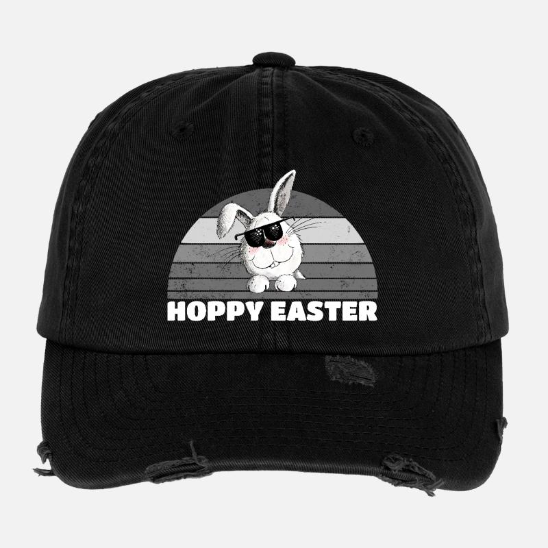 Rétro houblonné Pâques Cool lapin de Pâques Dicton de Pâques Casquette vintage effet usé Flexfit