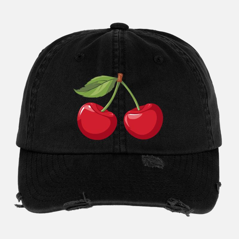 Lebendige Kirsche Illustration Flexfit Vintage Destroyed Cap