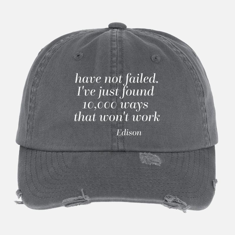 Inspirational Edison Quote Design on mistakes Flexfit Vintage Destroyed Cap
