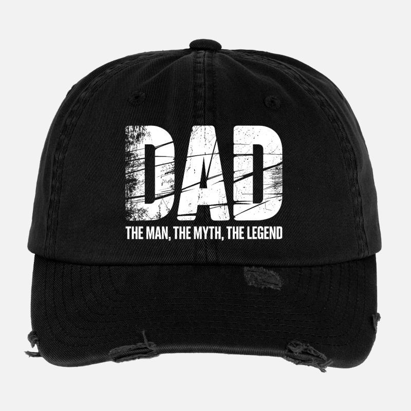 Dad The Man The Myth The Legend - Flexfit Vintage Destroyed Cap - black