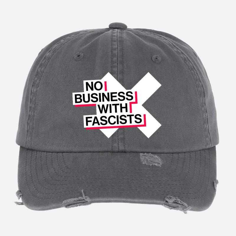 PAS D’AFFAIRES AVEC LES FASCISTES Casquette vintage effet usé Flexfit