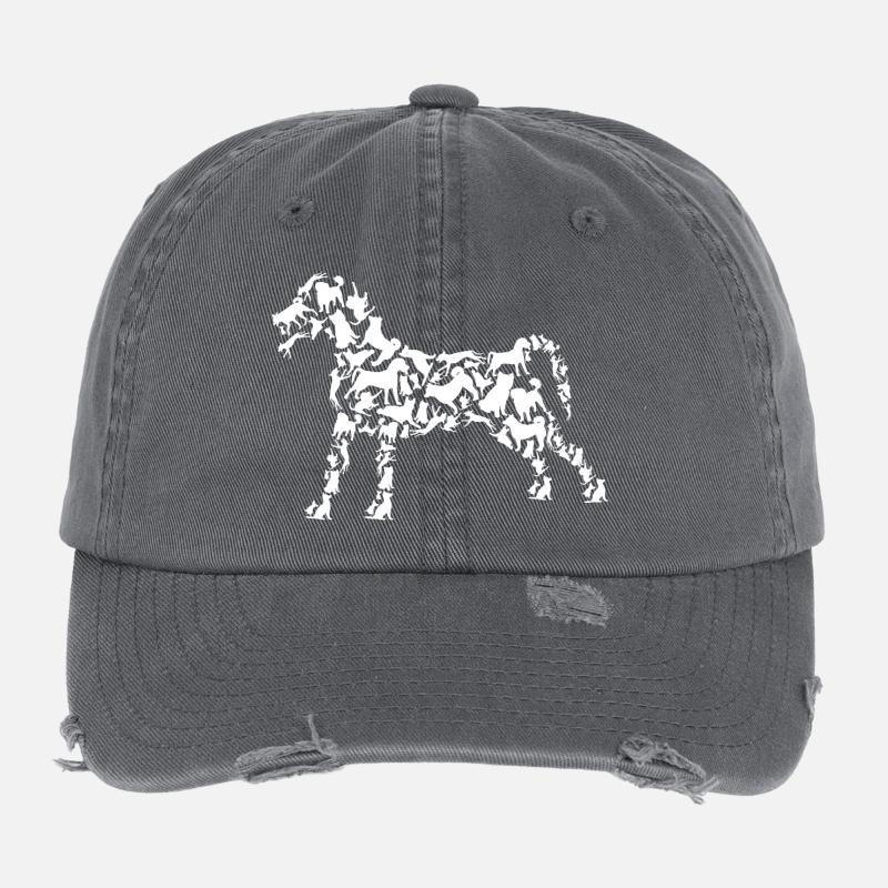 Dessin de chien Casquette vintage effet usé Flexfit