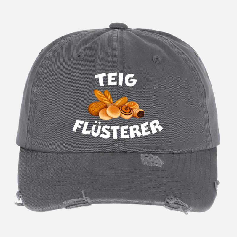 TEIGFLÜSTERER Bäcker Spruch Brot backen Flexfit Vintage Destroyed Cap