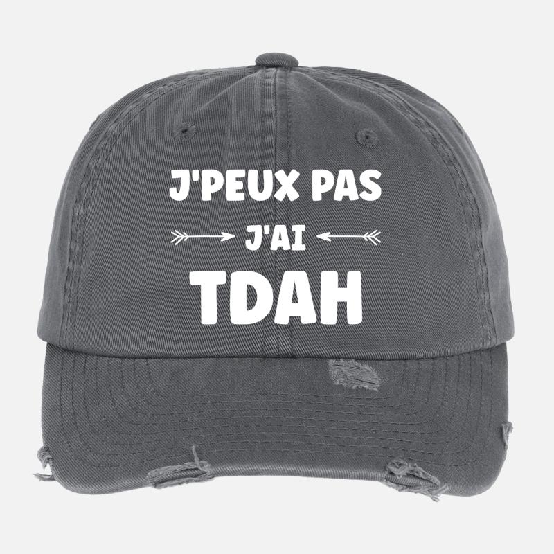 J'ai TDAH Punch Line Audacieuse Casquette vintage effet usé Flexfit