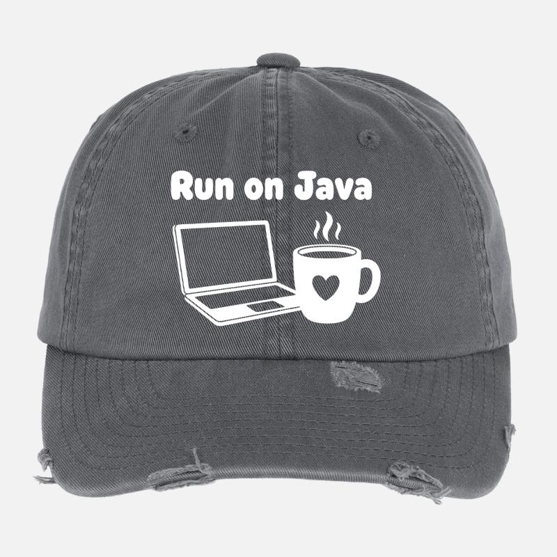 Java Lauf Café Laptop Herz Flexfit Vintage Destroyed Cap